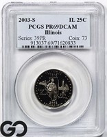 2003-S Illinois Clad/Silver 25c, PCGS PR69 DCAM