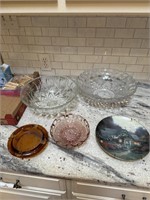 Beautiful glass bowls, ashtrays wooden clothes