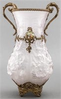 Antique Frosted Glass Ormolu Mounted Vase