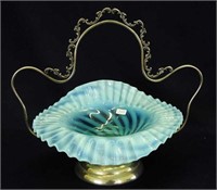 Blue Opal 10" JIP brides bowl in silver plated