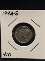 1942-S Silver Mercury Dime Nice High Value
