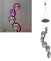 (new)Paw Print Solar Wind Chimes, Colorful Solar