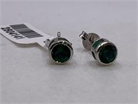 NEW STERLING SILVER LAB CREATED EMERALD EARRINGS