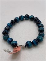 NEW STERLING SILVER & TIGER EYE BEAD BRACELET