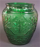 7" Indiana Glass Green Daisy Vase
