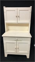 Antique Child's Wooden Cupboard Old White Paint