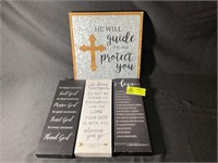 GROUP OF 4 MOTIVATIONAL RELIGIOUS SIGNS