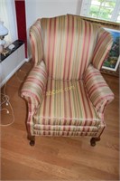 Queen Anne style corner back chair with stripe