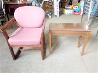 Very Nice Dusty Rose and Wood Trim Chair Measures
