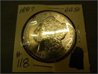 1887 Morgan Silver Dollar - AU-50