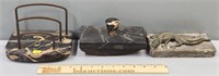 Stone & Metal Desk Set & Paperweight