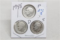 1948 PDS Silver Dimes