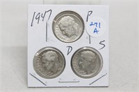 1947 PDS Silver Dimes