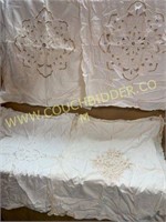 10 cotton ecru & white pillow shams w/ detail