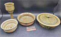 Stoneware Lot Goblet Bowls Covered Dish- 1 Bowl