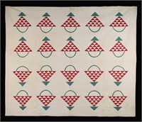 Antique Hand Sewn Flower Basket Pattern Quilt