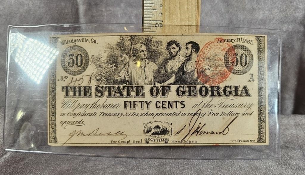 1863 THE STATE OF GEORGIA FIFTY CENTS
