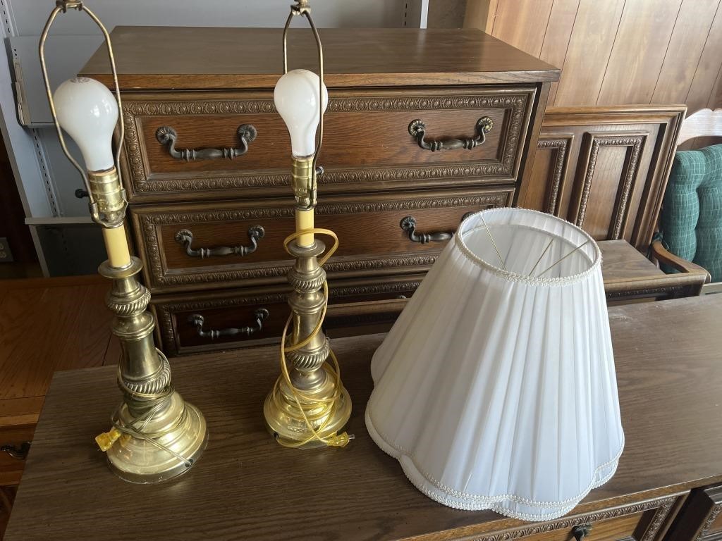 Pair of Brass Lamps
With Shades