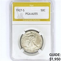 1927-S Walking Liberty Half Dollar PGA AU55