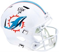 e'Von Achane Autographed  White Helmet Beckett