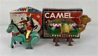Camel and Cowboy Tin Toys