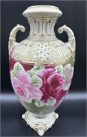 Nippon Double Handled Handpainted Vase