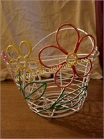 Metal Multi-colored Wire Basket with Handle