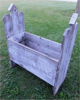 Primitive wooden planter box w/ white wash paint,
