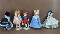 5pc Madame Alexander Dolls w/stands