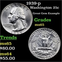 1939-p Washington 25c Grades GEM Unc