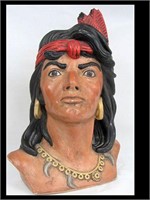 WHITE ART CIGAR STORE  STYLE CHALKWARE INDIAN