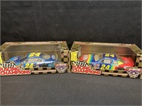 TWO NASCAR JEFF GORDON DUPONT CAST REPLICAS