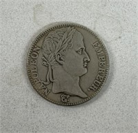 1813 5 FRANCS NAPOLEON SILVER COIN