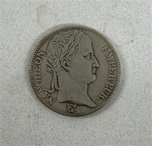 1813 5 FRANCS NAPOLEON SILVER COIN