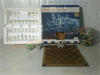 Glass Chess Set & Marbles