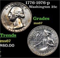 1776-1976-p Washington Quarter 25c Grades GEM++ Un