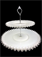 2-Tier Ruffled Edge Glass Dessert Stand