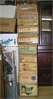 Large collection of vintage fruit crates