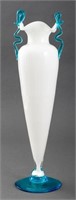 Murano Aqua and White Art Glass Amphora Form Vase