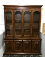 Lighted China Cabinet with Glass Inset Shelves