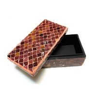 Anaya Mauve Mosaic Glass Decor Box with Lid