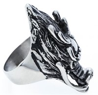 Stainless Steel Dragon Head Ring Size 12