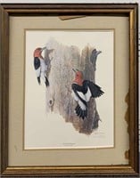 Ray Harm Signed Lithograph, Red Headed Woodpecker