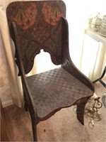 Beautiful Carved & Burned Wood Pyrography Chair