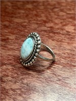 Sterling Silver .925 Larimar Baby Blue Stone Ring