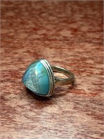 Sterling Silver .925 Drusy Blue Stone Ring Size 9