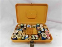 Gold Hard Plastic Sewing Box for Thread & Bobbins