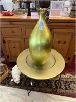 Circular Plant Stand with Pottery Vase