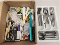 50+ pc Silverware Set and Assorted Kitchen