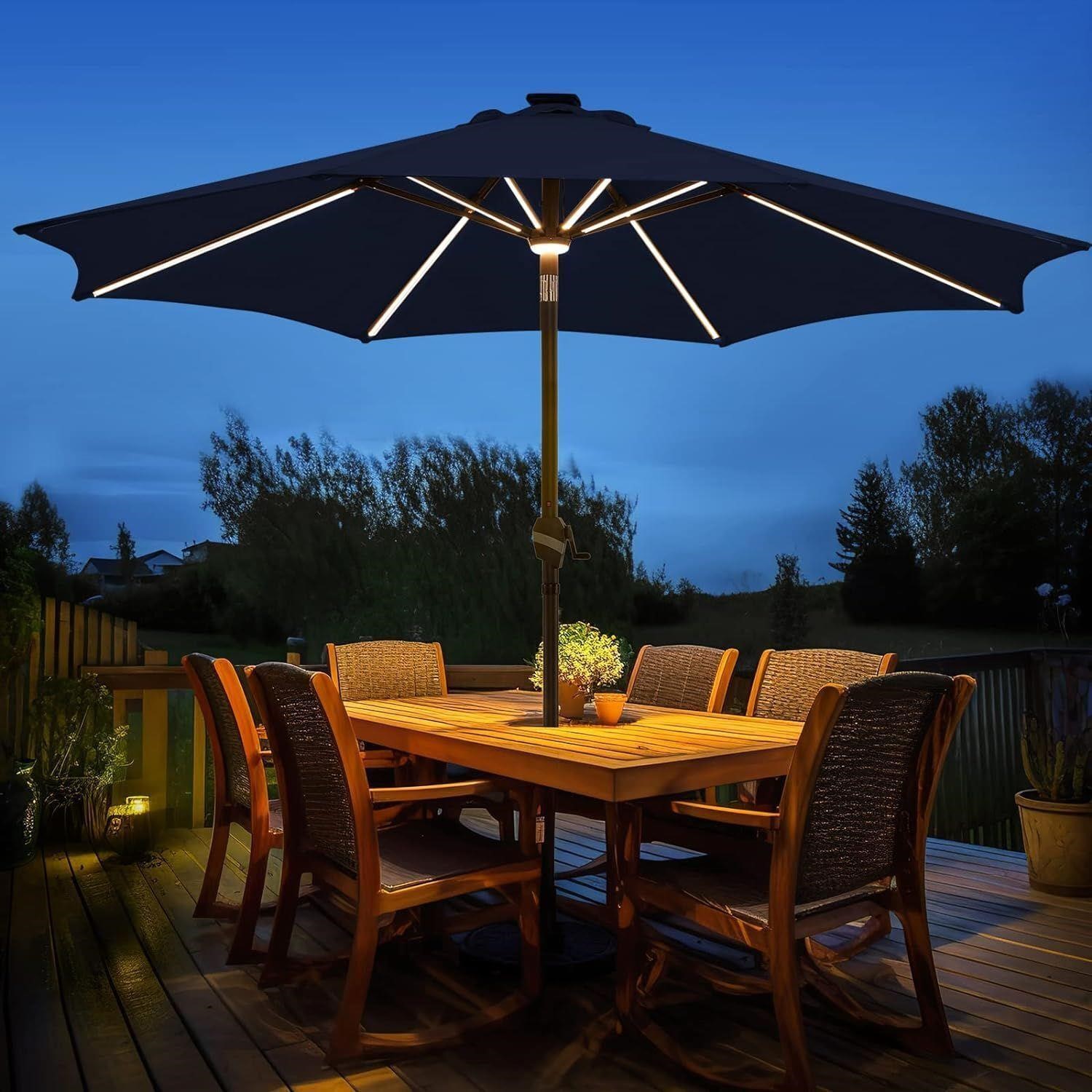 BLUU MAPLE 10 FT Outdoor Solar Patio Umbrellas,